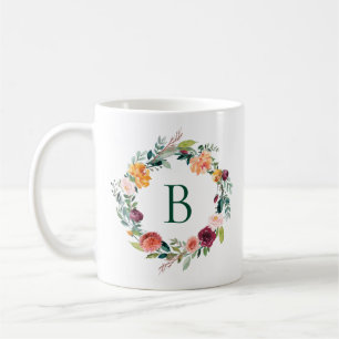 Colourful English garden flowers wreath Coffee Mug