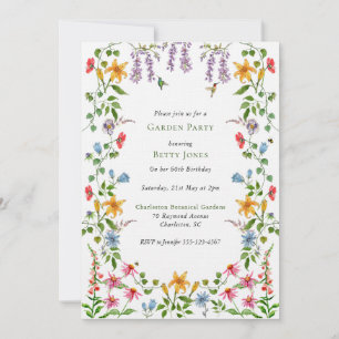 Colourful English Garden Party Birthday Invitation