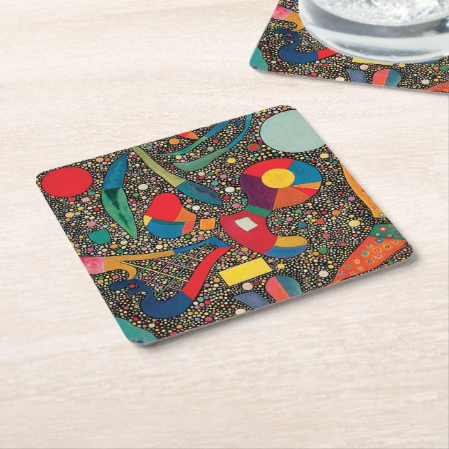 Colourful Ensemble by Wassily Kandinsky Square Paper Coaster (Angled)