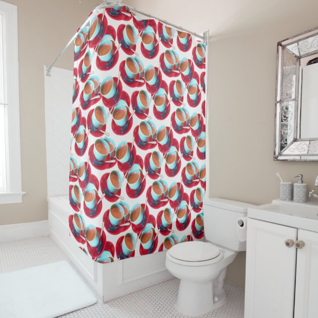 Colourful Espresso Cup and Saucer Photograph Shower Curtain (In Situ)