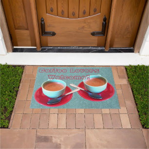 Colourful Espresso Cups Saucer Photo Template Doormat