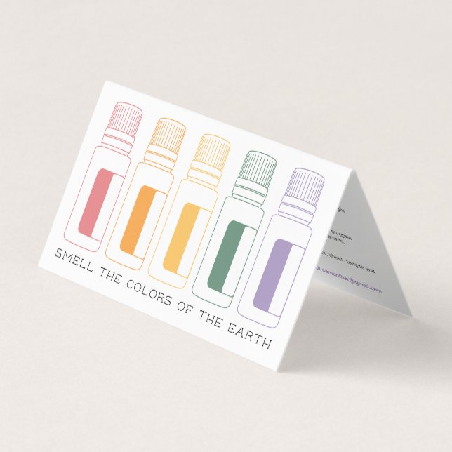 Colourful Essential Oil Bottles With Use Business Card (Front)