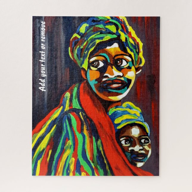 Colourful ethic art, African mother and child, Jigsaw Puzzle (Vertical)