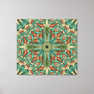 Colourful Ethnic Arabesque: Vintage Ornament Canvas Print