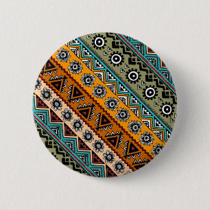 Colourful ethnic aztec patterns design 6 cm round badge