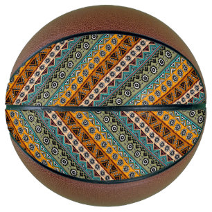 Colourful ethnic aztec patterns design basketball