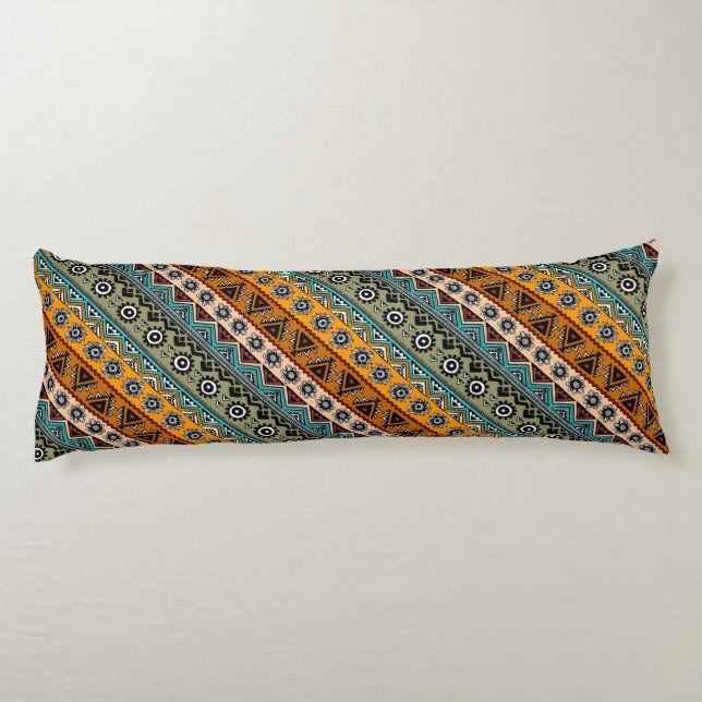 Colourful ethnic aztec patterns design body cushion (Back)