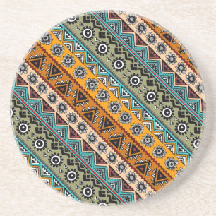 Colourful ethnic aztec patterns design coaster