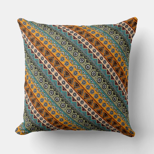 Colourful ethnic aztec patterns design cushion (Front)