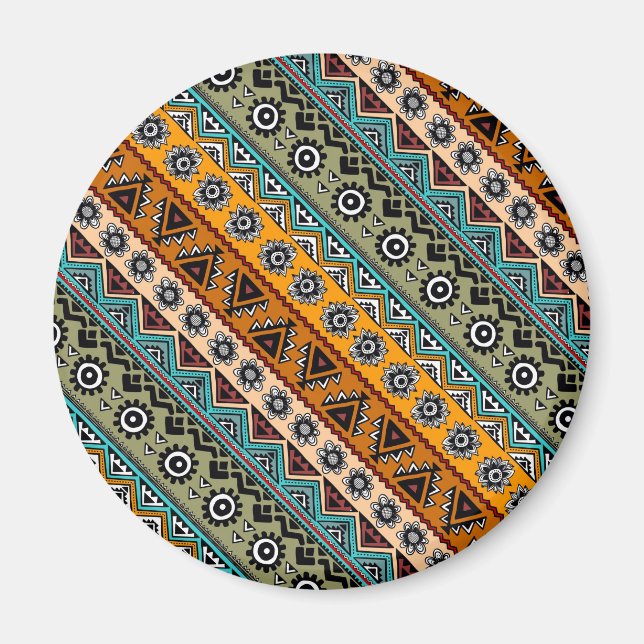 Colourful ethnic aztec patterns design decorative magnet (Front)