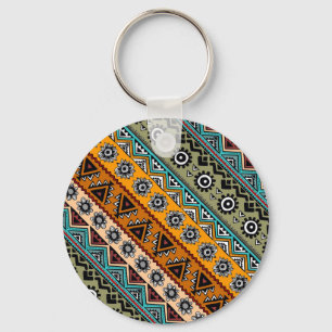 Colourful ethnic aztec patterns design key ring