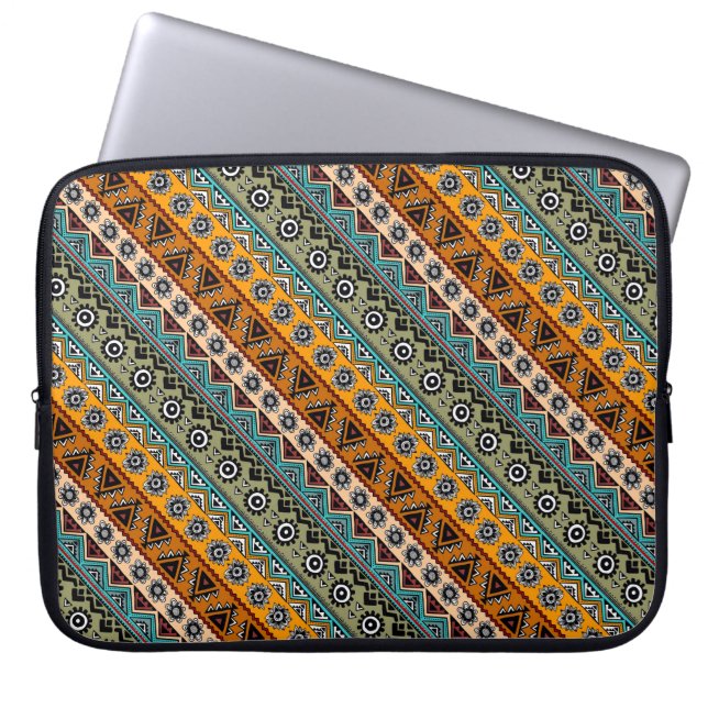 Colourful ethnic aztec patterns design laptop sleeve (Front)