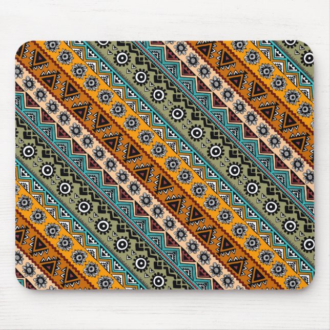 Colourful ethnic aztec patterns design mouse mat (Front)