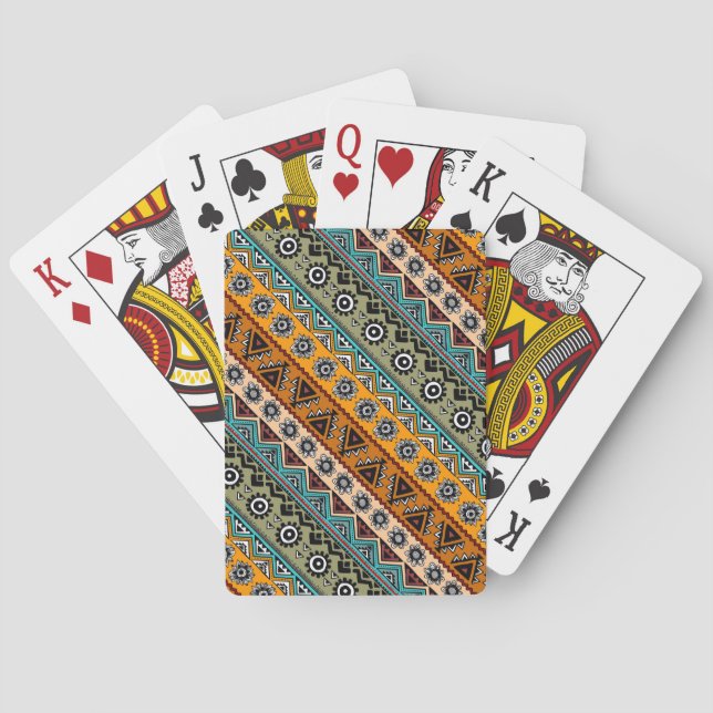 Colourful ethnic aztec patterns design playing cards (Back)