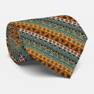 Colourful ethnic aztec patterns design tie