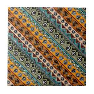 Colourful ethnic aztec patterns design tile