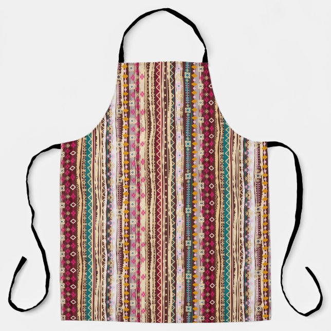 Colourful Ethnic Boho Tribal Pattern Apron (Front)