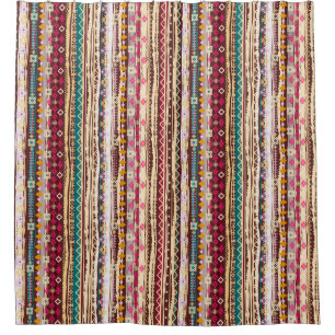 Colourful Ethnic Boho Tribal Pattern Shower Curtain