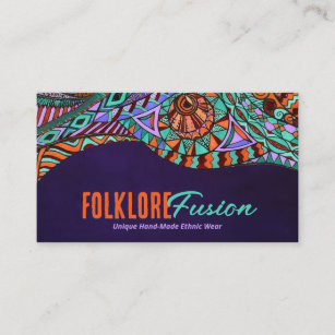 Colourful Ethnic Hand-Drawn Ornament  Business Card