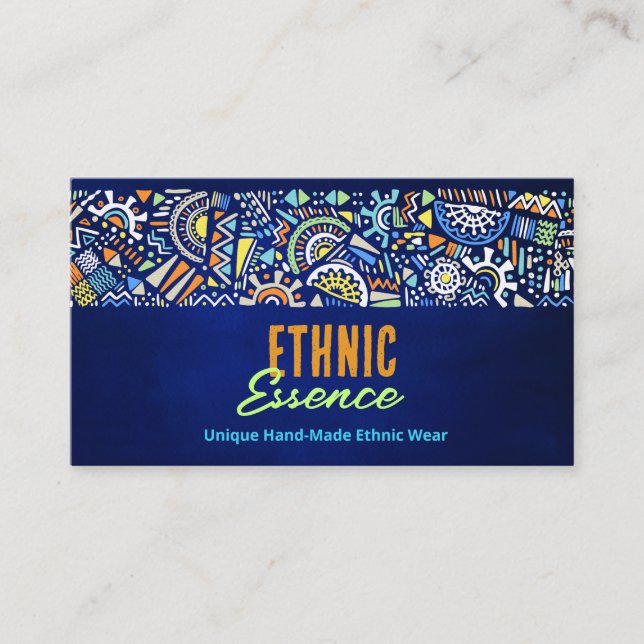 Colourful Ethnic Hand-Drawn Ornament  Business Card (Front)