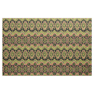 Colourful Ethnic Ikat Pattern on Black Fabric