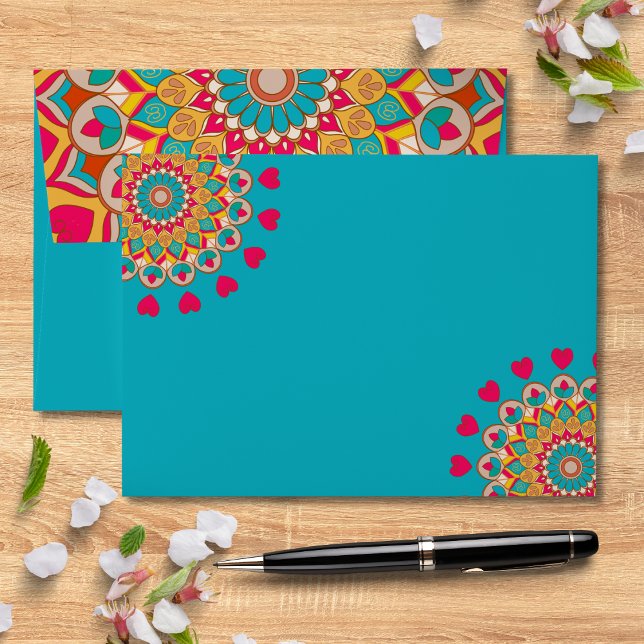 Colourful Ethnic Mandala Bold & Bright Wedding  Envelope (Creator Uploaded)
