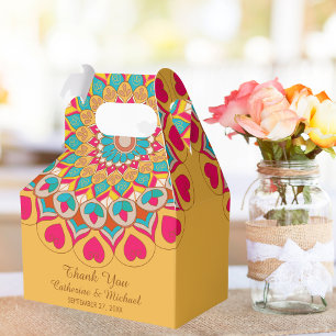 Colourful Ethnic Mandala Bold & Bright Wedding Favour Box