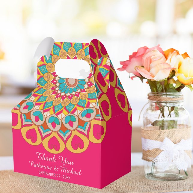 Colourful Ethnic Mandala Bold & Bright Wedding  Favour Box (Creator Uploaded)