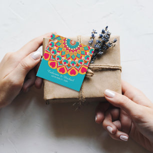 Colourful Ethnic Mandala Bold & Bright Wedding  Favour Tags