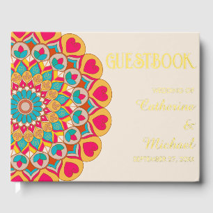 Colourful Ethnic Mandala Bold & Bright Wedding Guest Book
