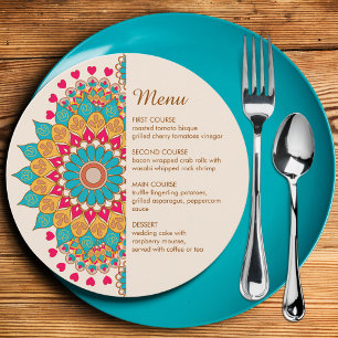 Colourful Ethnic Mandala Bold & Bright Wedding  Menu