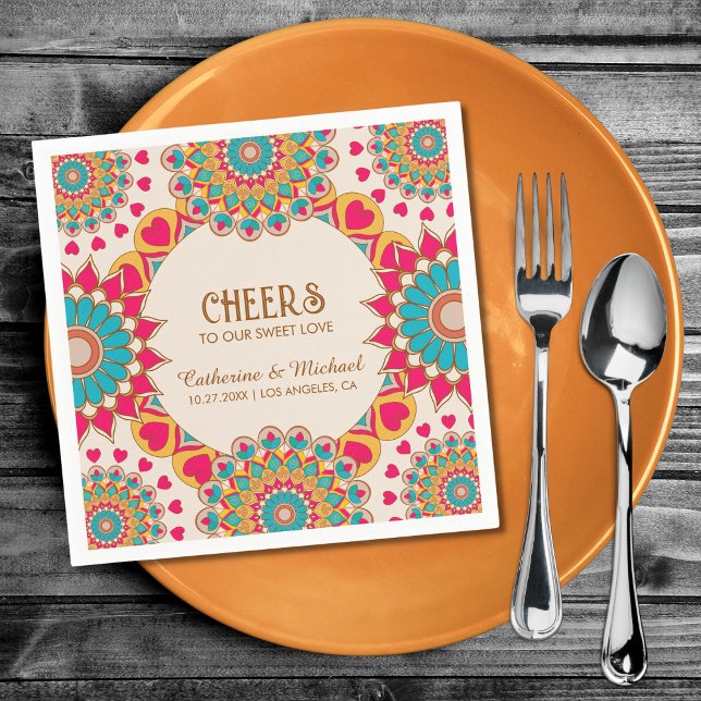 Colourful Ethnic Mandala Bold & Bright Wedding  Napkin (Creator Uploaded)