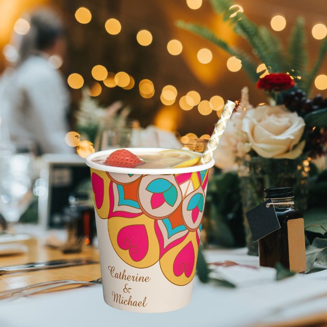 Colourful Ethnic Mandala Bold & Bright Wedding  Paper Cups (Creator Uploaded)