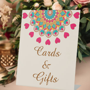 Colourful Ethnic Mandala Bold & Bright Wedding Pedestal Sign