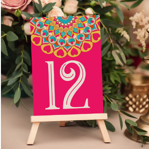 Colourful Ethnic Mandala Bold & Bright Wedding  Table Number