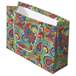 Colourful Ethnic Paisley Pattern Tissue Paper Large Gift Bag