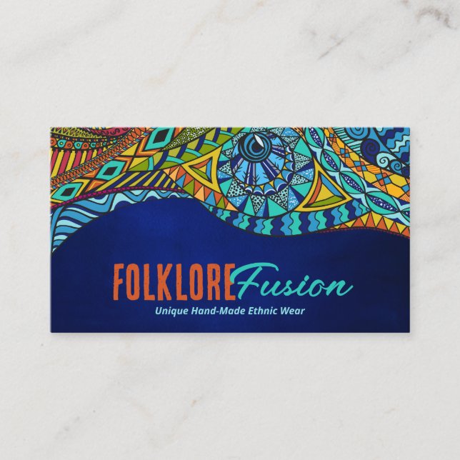Colourful Ethnic Pattern Ornament  Business Card (Front)