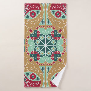 Colourful ethnic patterned background. Arabesque v Bath Towel