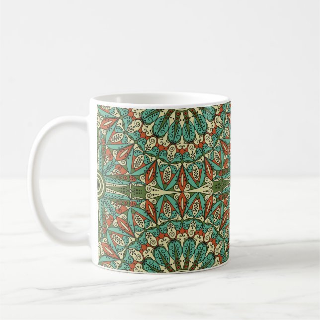 Colourful ethnic patterned background. Arabesque v Coffee Mug (Left)