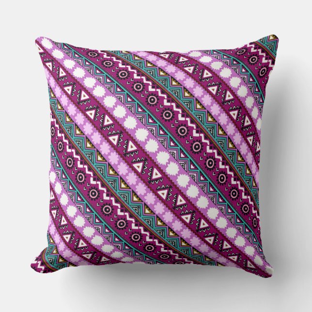 Colourful ethnic patterns design cushion (Front)