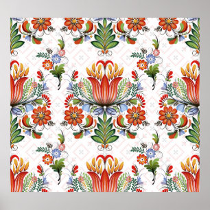 Colourful Ethnic Petrykivka: Ukrainian Flowers. Poster
