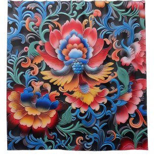 "Colourful Ethnic Print Shower Curtain" Shower Curtain