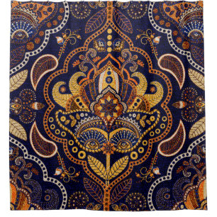 Colourful ethnic tribal seamless pattern shower curtain