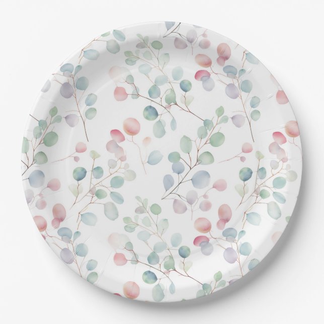 Colourful Eucalyptus Foliage  Paper Plate (Front)