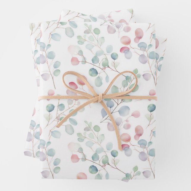 Colourful Eucalyptus Foliage  Wrapping Paper Sheet (In situ)