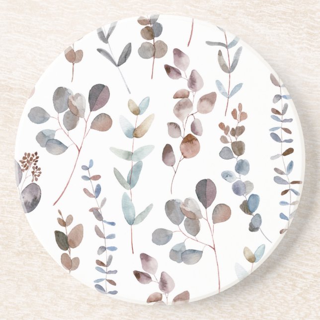 Colourful Eucalyptus Watercolor   Coaster (Front)