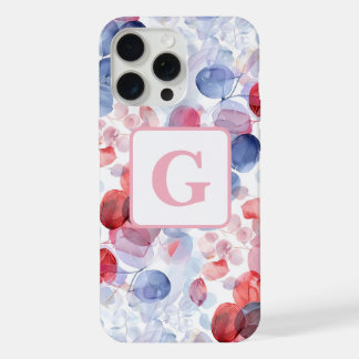 Colourful Eucalyptus Watercolor Leaves monogram iPhone 15 Pro Max Case