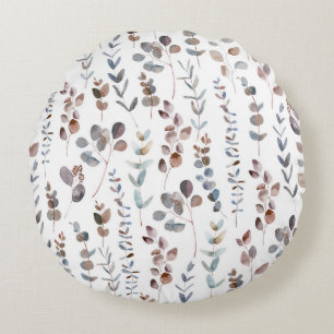 Colourful Eucalyptus Watercolor   Round Cushion