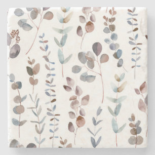 Colourful Eucalyptus Watercolor   Stone Coaster