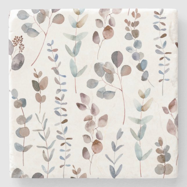 Colourful Eucalyptus Watercolor   Stone Coaster (Front)